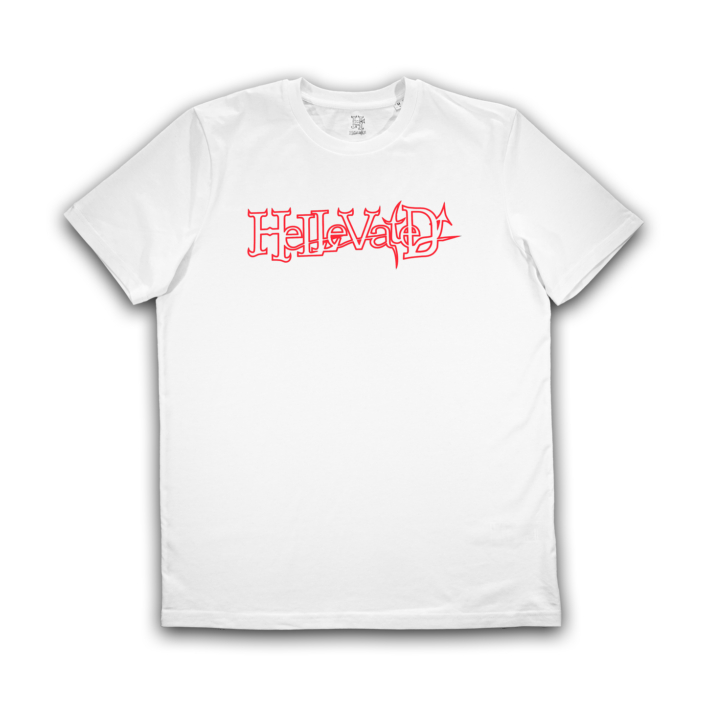 "Hellevated" basic T-shirt (White/Red) (Organic)